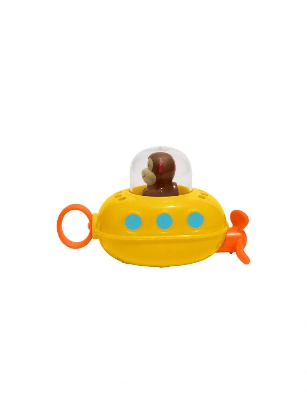 Skip Hop Yellow Submarine Bath Toy with Brown Monkey and Orange Handle
